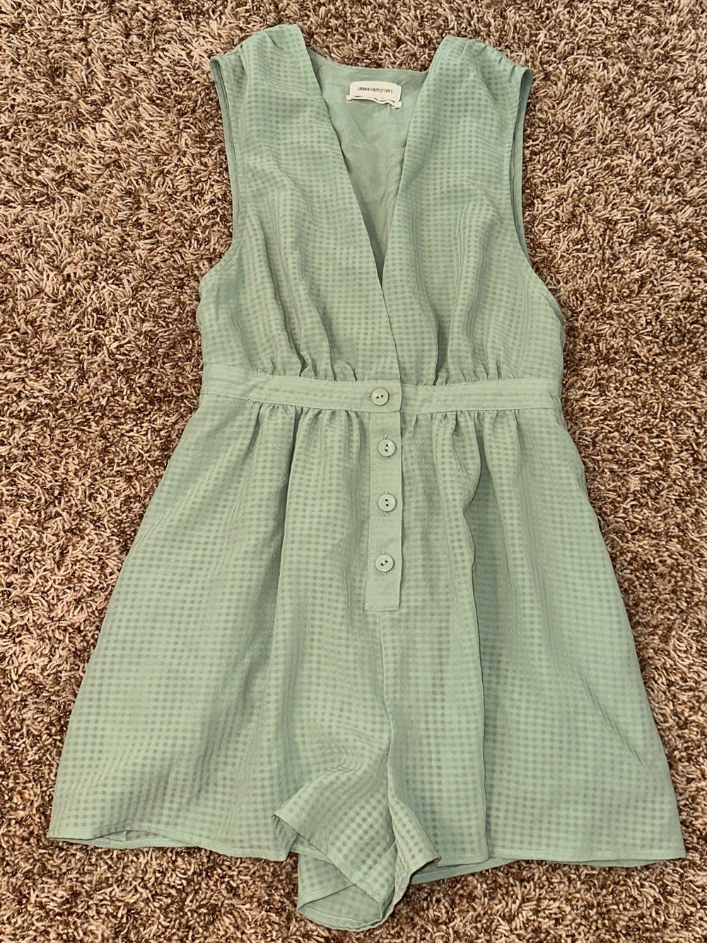 Urban Outfitters Sage Green Sleeveless Button-Front Romper